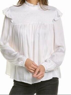 The Kooples White Ruffled High-Neck Blouse